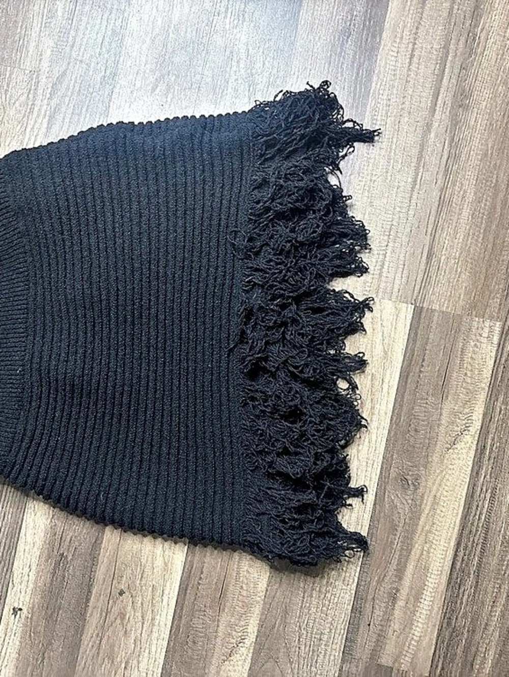 Black Fringed Knit Skirt Like New